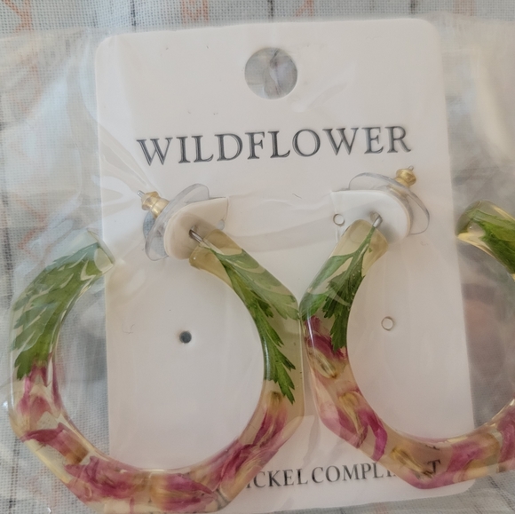WildFlower Hoop earrings, Dried flowers 💐 - Picture 2 of 2